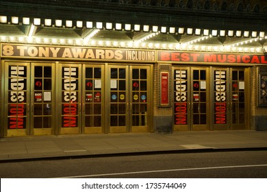 New York, NY / USA - May 19, 2020: Government Imposed Restrictions And Social Distancing Have Left New York City's Famed Manhattan Theater District Shut Down In The Wake Of The COVID-19 Outbreak. 