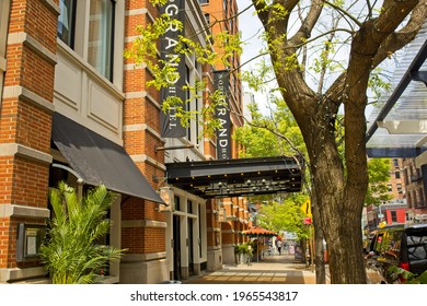 New York, NY, USA - May 1, 2021: Entrance To The Soho Grand Hotel On West Broadway In Lower Manhattan