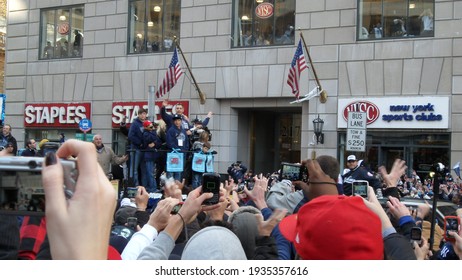 New York, NY USA- November 6, 2009: New York Yankees 2009 Ticker Tape Parade In Lower Manhattan Celebrating Its 27th World Series Victory Against The Philadelphia Phillies.