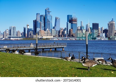 New York, NY, USA - November 10, 2021: Midtown Seen From Hoboken Waterfront.