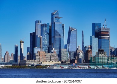 New York, NY, USA - November 10, 2021: Midtown Seen From Hoboken Waterfront.