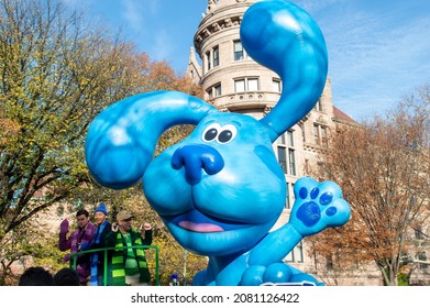 New York, NY, USA - November 25, 2021: Blues Clues Float At The 95th Annual Macy's Thanksgiving Day Parade In NYC