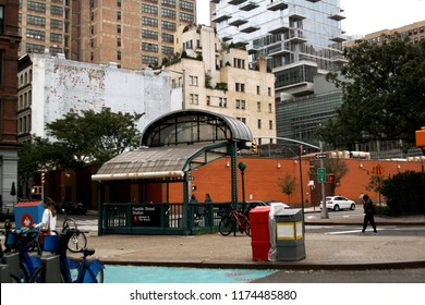 New York, NY, USA. October 3, 2017. Out Of The Metro Franklin Street Station, 1 Uptown The Bronx