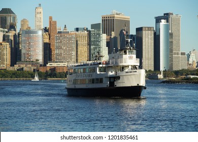 New York, NY / USA - October 12, 2018: Miss New York. The Boat Of Statue Cruises