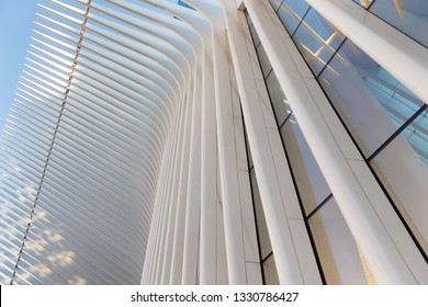 NEW YORK, NY, USA - OCTOBER 13, 2018: Modern Architecture Of Oculus, Details In New York City