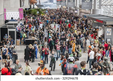 New York, NY, USA - October 9, 2015: General Atmosphere On Convention Floor During Comic Con 2015 At The Jacob K. Javits Convention Center In New York City. 