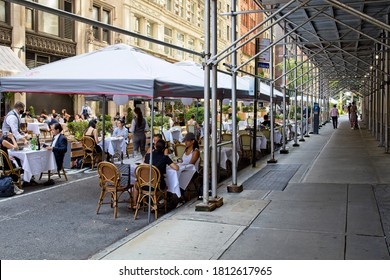 New York, NY, USA - Sep 10, 2020:  Outside Dining During The COVID-19 Pandemic In The Flatiron District