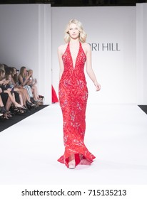 New York, NY USA - September 12, 2017: Model Walks Runway For Sherri Hill Show During New York Fashion Week Spring/Summer 2018 At Gotham Hall