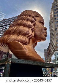 New York, NY USA-10.25.21: SEEINJUSTICE Sculpture Of Civil Rights Leader John Lewis, George Floyd, Breonna Taylor At Union Square Park In New York.  Tribute To Black Lives Matter And Social Justice.