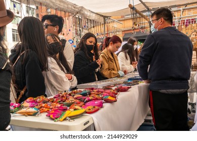 New York NY USA-April 9, 2022 Crowds Of Shoppers At A Street Fair In Chelsea In New York