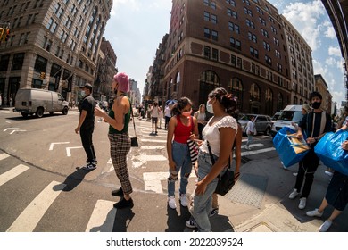 New York NY USA-August 6, 2021 Shoppers And Tourists In Soho In New York