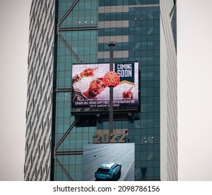 New York NY USA-December 30, 2021 The New Year's Eve Ball On The Roof Of One Times Square Is Tested