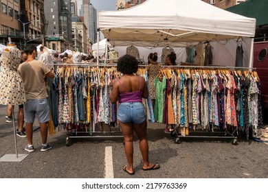 New York NY USA-July 16, 2022  Shoppers At A Street Fair In Chelsea In New York