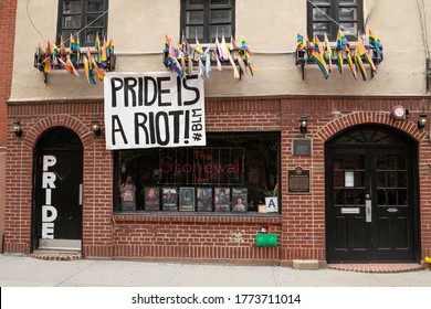 New York, NY USA-June 2, 2020 Rally For LGBT And Black Lives At The Stonewall Inn, Greenwich Village 