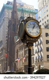 NEW YORK, NY, USA-MARCH 8: Clock on the 5th Avenue, New York, USA, March 8, 2014