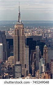 New York, NY, USA-May 10, 2017: City of New York, aerial view