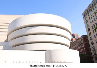 New York, NY, USA-May 18,2019 Guggenheim Museum, Exterior, Manhattan 