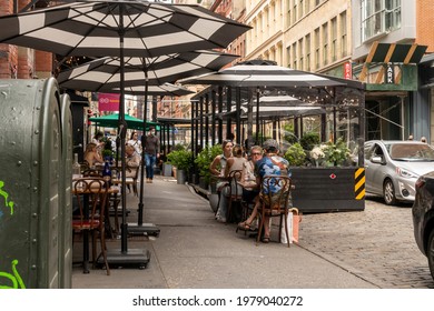 New York NY USA-May 22, 2021 Al Fresco Dining In The Soho Neighborhood In New York