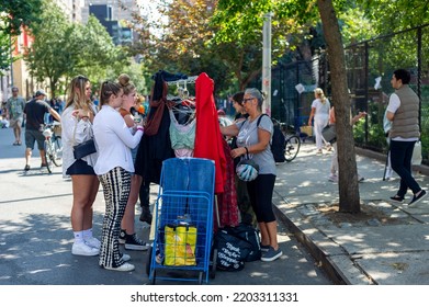 New York NY USA-September 17, 2022 Shoppers Search For Bargains At A Flea Market In The New York Neighborhood Of Chelsea