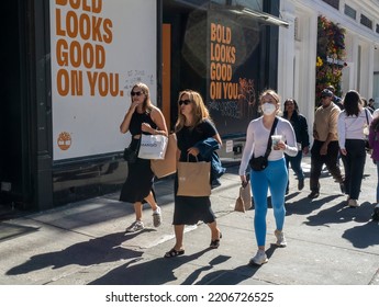 New York NY USA-September 24, 2022 Busy Shoppers In Soho In New York