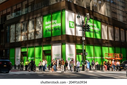 New York NY USA-September 25, 2021 Future Home Of A TD Bank In Midtown Manhattan In New York