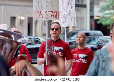 New York, NYUSA 662020: DCI Musicians Protesting Unfair Labor Practices By Their Employer DCINY (Distinguished Concerts International New York) Outside Carnegie Hall With Other Member Of Local 802.