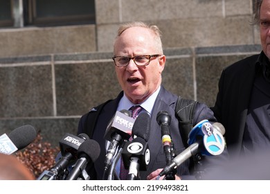 NEW YORK, NYUSA - September 8, 2022: Steve Bannon, Former Adviser To Donald Trump, Center, During A Press Conference Outside Of Manhattan State Supreme Court 