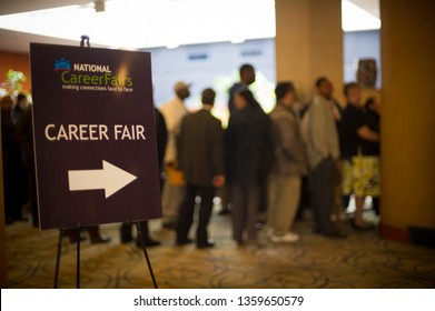 New York NY/USA-April 18, 2011 Job seekers line up for a job fair in midtown in New York