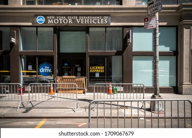 New York NY/USA-April 19, 2020 Closed NYS Department of Motor Vehicles in New York