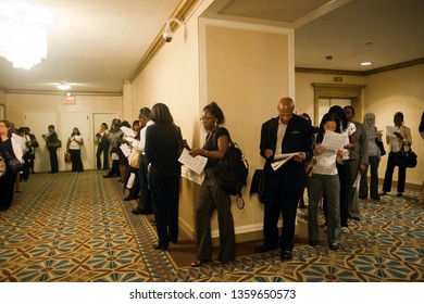 New York NY/USA-August 12, 2010 Job Seekers Line Up For A Job Fair In Midtown In New York
