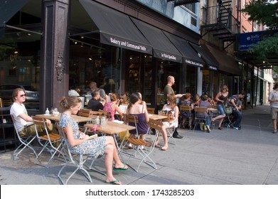 New York NY/USA-August 2, 2008 Al Fresco Dining At Le Pain Quotidien Cafe In Greenwich Village In New York