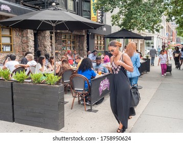 New York NY/USA-August 6, 2017 Al Fresco Dining Outside The World-renowned Sylvia's Restaurant In Harlem In New York