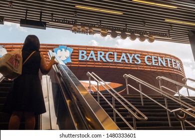 New York NY/USA-August 9, 2014 The Barclays Center In Brooklyn In New York Is Seen Upon Exiting The Subway