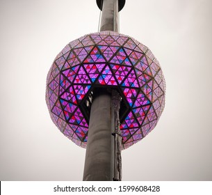 New York NY/USA-December 30, 2016 The New Year's Eve Ball On The Roof Of One Times Square Is Tested Prior To Its Important Performance.