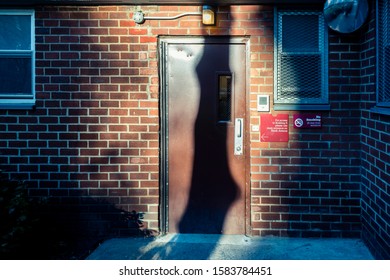 New York NY/USA-December 7, 2019 Apartment Building Entrance In New York