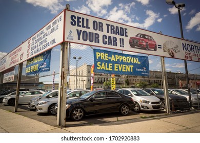 New York NY/USA-July 9, 2017 A Dealer In Used Cars In The Woodside Neighborhood Of Queens In New York