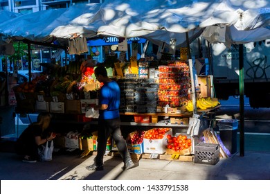 New York NY/USA-June 22, 2019 A Fruit Stand In The Chelsea Neighborhood Of New York