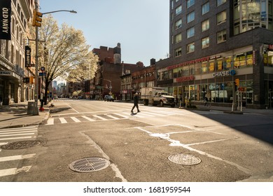 New York NY/USA-March 24, 2020 Empty Eighth Avenue In Chelsea In New York