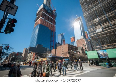 New York NY/USA-March 31, 2018 Construction In And Around The Hudson Yards Development, Including Brookfield One Manhattan West