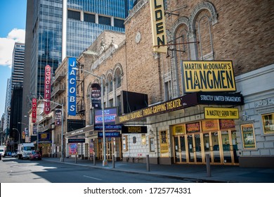 New York NY/USA-May 7, 2020 Closed Broadway theatres in New York because of the COVID-19 pandemic