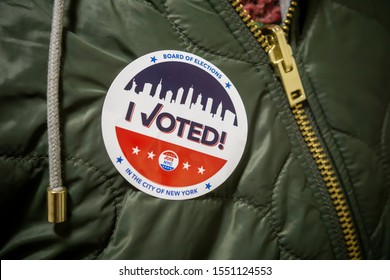 New York NY/USA-November 5, 2019 A Voter Wears Her 