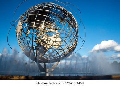 New York, NY/USA-October 19, 2015: Unisphere 1964 Worlds Fair Flushing Meadows-Corona Park