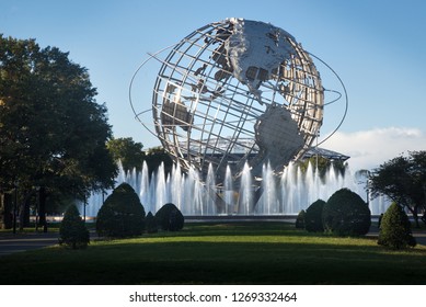 New York, NY/USA-October 19, 2015: Unisphere 1964 Worlds Fair Flushing Meadows-Corona Park