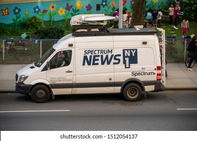 New York NY/USA-September 19, 2019 A Spectrum News NY1 News Van Parked In The Chelsea Neighborhood Of New York