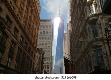 NEW YORK OCT 13: one world trade center in New York on 13 October 2016. One World Trade Center is the main building of the rebuilt World Trade Center complex