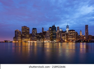 New York - Panoramic View Of Manhattan Skyline By Night