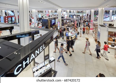 NEW YORK - SEPTEMBER 10: Macy's Department Store Interior, Cosmetics Area With Chanel Shop On September 10, 2016 In New York. Macy Is The Largest U.S. Department Store Company.