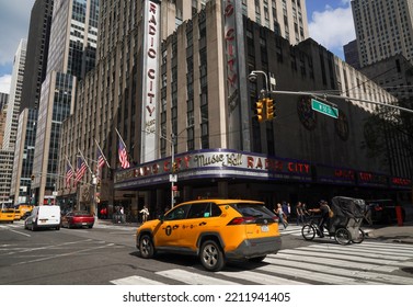 NEW YORK - SEPTEMBER 13, 2022: New York City Landmark, Radio City Music Hall In Rockefeller Center, Midtown Manhattan