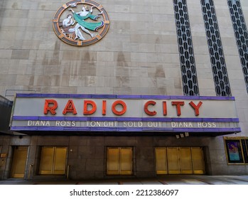 NEW YORK - SEPTEMBER 13, 2022: New York City Landmark, Radio City Music Hall In Rockefeller Center, Midtown Manhattan