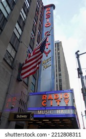 NEW YORK - SEPTEMBER 13, 2022: New York City Landmark, Radio City Music Hall In Rockefeller Center, Midtown Manhattan